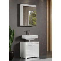 Mirror Cabinet - AMANDA - 2 mirror doors - L60 x D17 x H77 cm - White