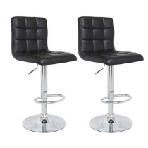 Crunch Lot of 2 bar stools - Black imitation - Chromed metal structure