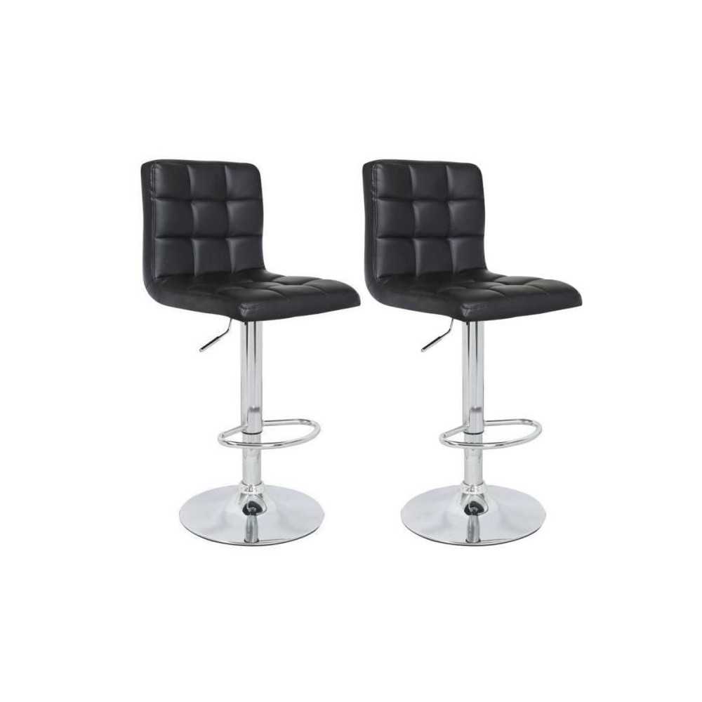 Crunch Lot of 2 bar stools - Black imitation - Chromed metal structure