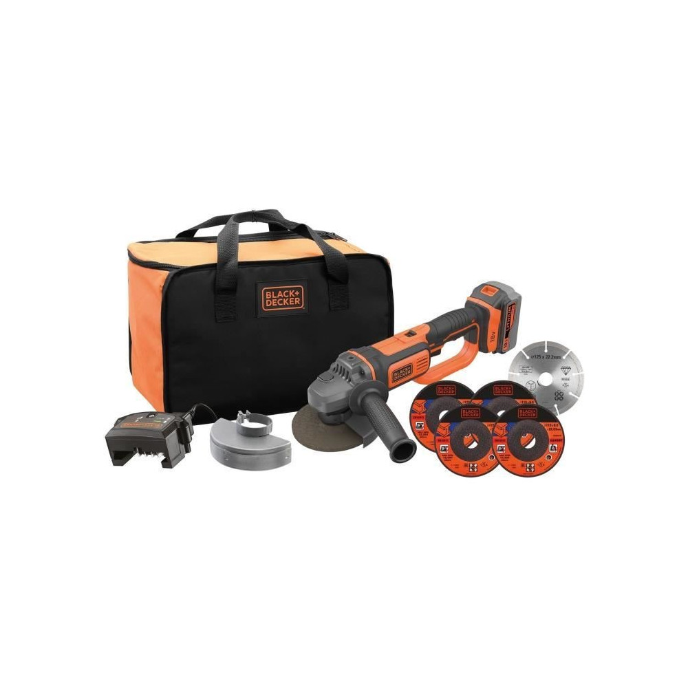 Cordless Grinder - BLACK & DECKER - BCG720M1A5-QW - 18 V + 5 Discs + 1