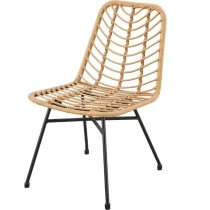 Set of 2 garden chairs - Imitation natural rattan - Steel structure -