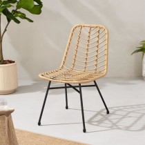 Set of 2 garden chairs - Imitation natural rattan - Steel structure -