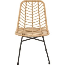 Set of 2 garden chairs - Imitation natural rattan - Steel structure -