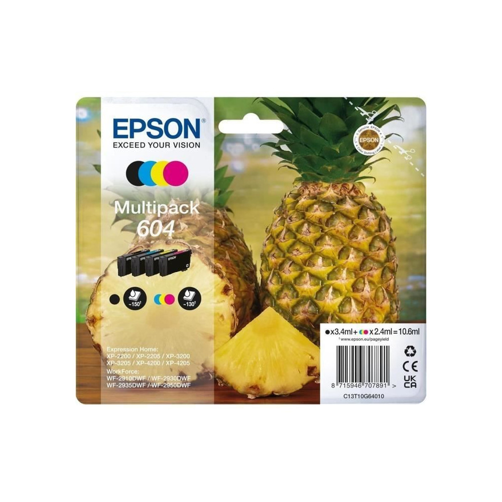 Encre - EPSON - Multipack 4 couleurs - Haute capacité - Compatible Ex