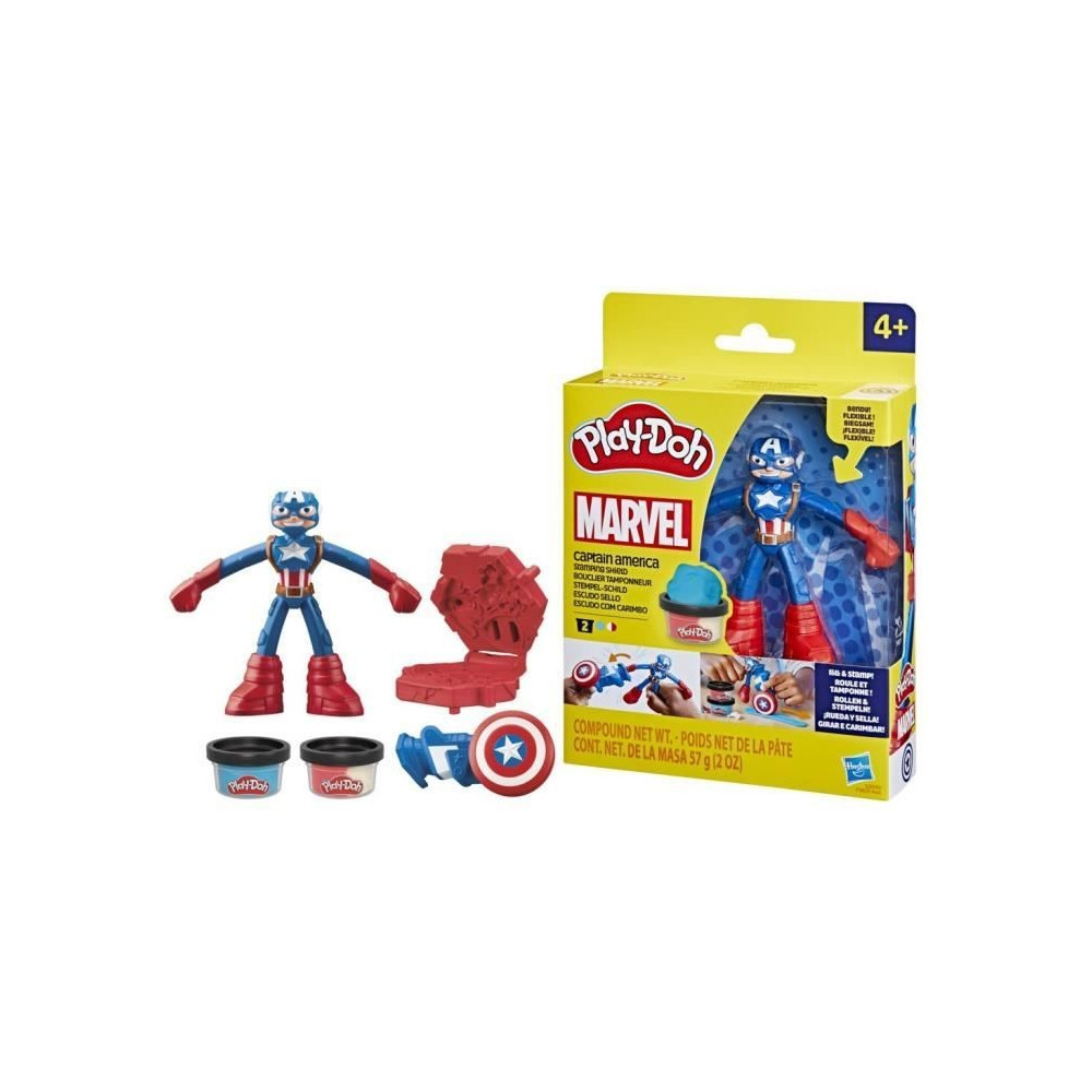 Play-Doh Captain America, Stamper Shield set with flexible figure, acc