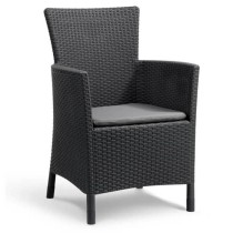 IOWA Woven rattan-look garden armchair Gray