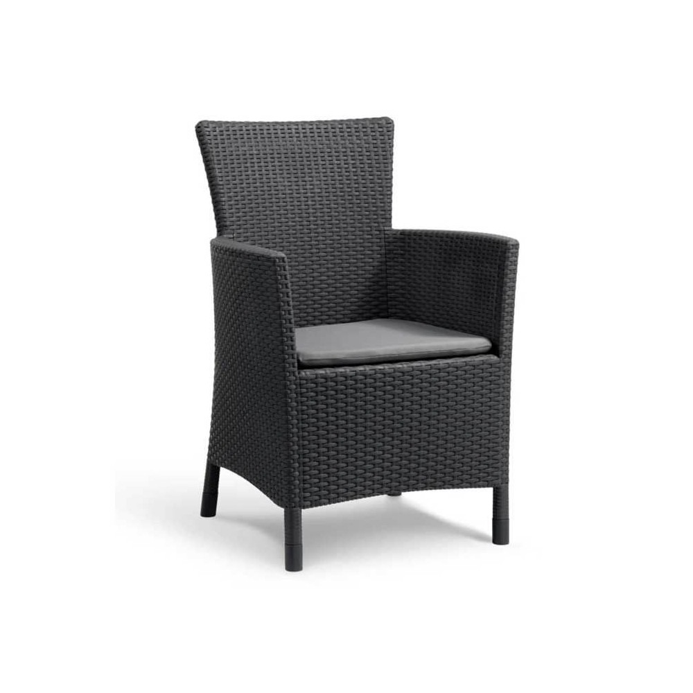 IOWA Woven rattan-look garden armchair Gray