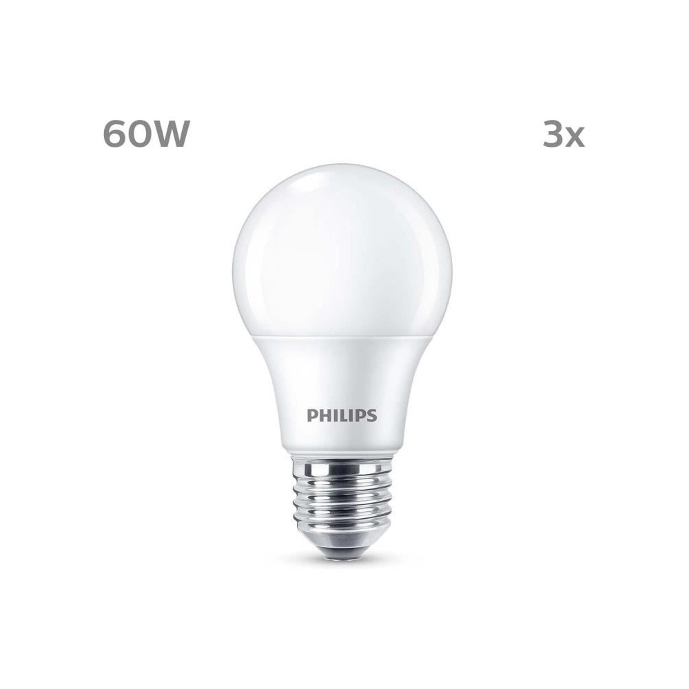 LED Bulb - PHILIPS - 60 W - E27 - Warm White - Frosted - Non-Dimmable