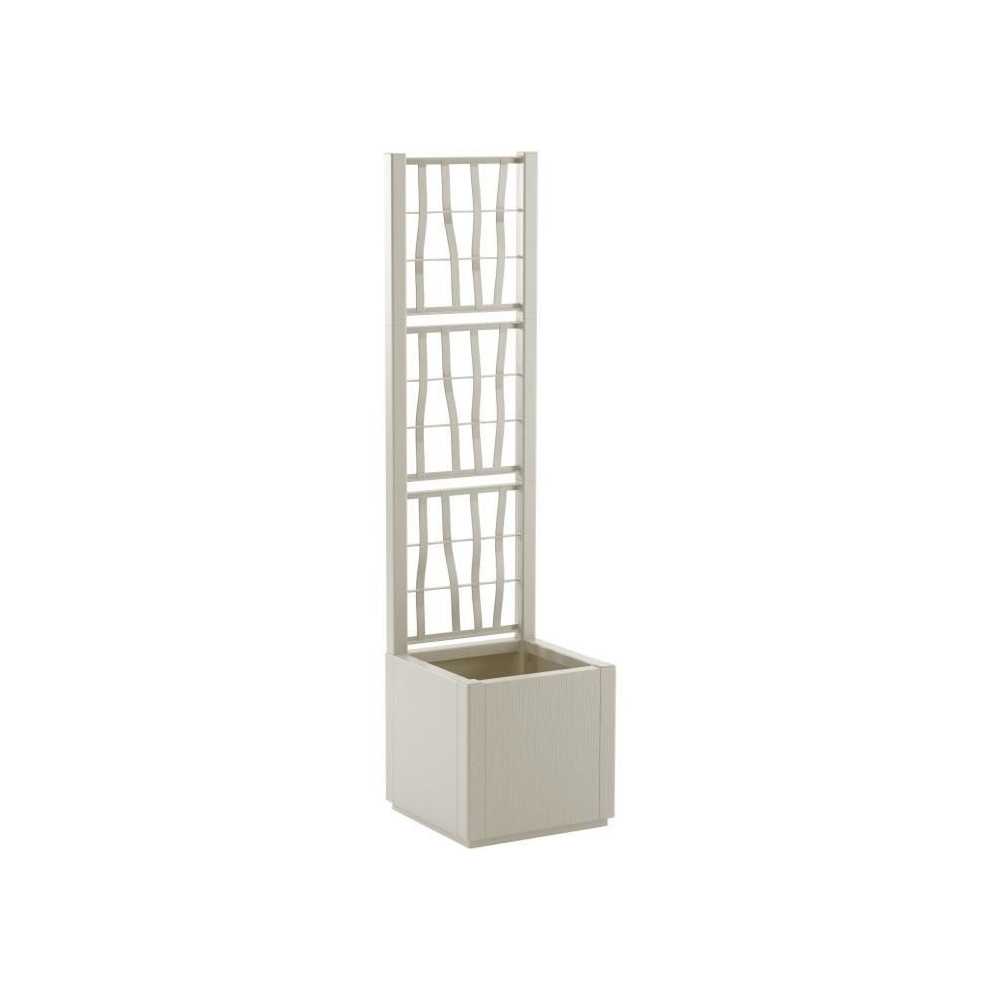 Flower box - ETHICA - Chalk - Square with trellis - 38 L - STEFANPLAST