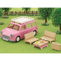 The pink minivan and picnic set