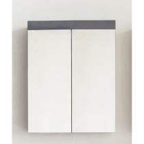 Bathroom Mirror Cabinet - AMANDA - 2 mirror doors - Grey - 60x17x77cm