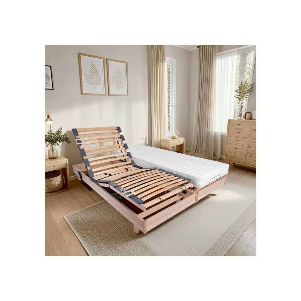 Ensemble relaxation matelas + sommiers électriques 2x90x200 - Mousse