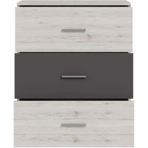 Commode - ADRIA - 3 tiroirs - Chene cendré / Gris uni - 75,2 x 41,3 x