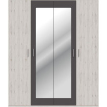 Armoire de chambre - ADRIA - Chene cendré / Gris foncé - 4 portes ba