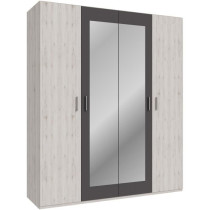 Armoire de chambre - ADRIA - Chene cendré / Gris foncé - 4 portes ba