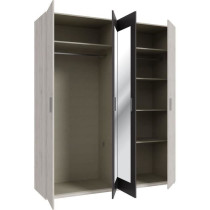 Armoire de chambre - ADRIA - Chene cendré / Gris foncé - 4 portes ba