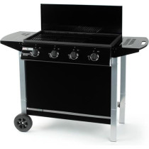 Gas barbecue - Garden grill - black and gray - 4 burners with lid