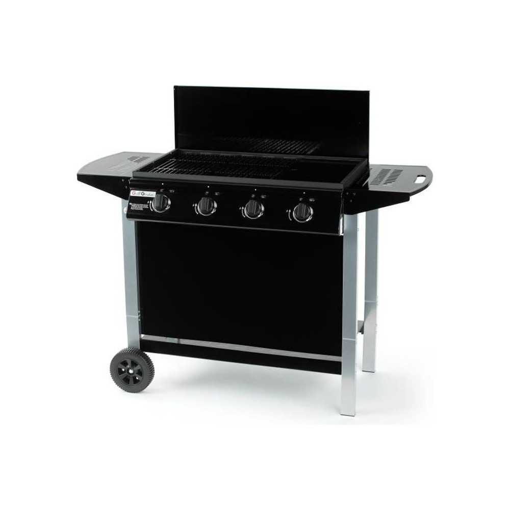 Gas barbecue - Garden grill - black and gray - 4 burners with lid