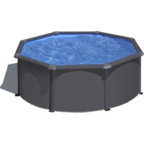 GRE - Kit Piscine hors sol acier ronde grise anthracite - Ø300 x H122