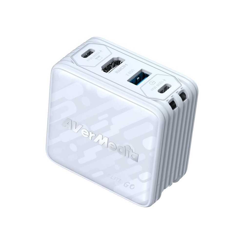 Chargeur GaN - AVERMEDIA - 100W avec Capture Vidéo FHD GC313Pro Blanc