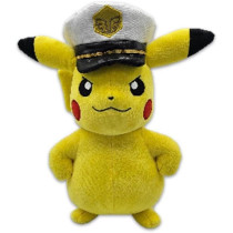 Peluche Capitaine Pikachu 20 cm - BANDAI - Pokémon - 2 ans et +