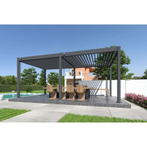 Pergola - Aluminium - OMBREA - Bioclimatique - Anthracite - 3x6 m