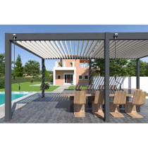 Pergola - Aluminium - OMBREA - Bioclimatique - Anthracite et lames bla