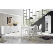 Buffet - MILANO - 4 portes - Blanc laqué brillant - 241 x 42 x 84 cm