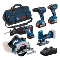 Pack 5 outils : GSR 18V-55 + GST 18V-125 S + GKS 18V-57-2 + GSA 18V-28