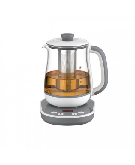 TEFAL BJ551B10 Tastea Machine à thé en verre 1,5 L, 8 réglages, Panier à thé amovible acier inoxydable, Maintien au chaud,