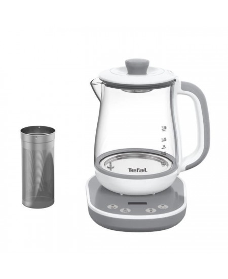 TEFAL BJ551B10 Tastea Machine à thé en verre 1,5 L, 8 réglages, Panier à thé amovible acier inoxydable, Maintien au chaud,