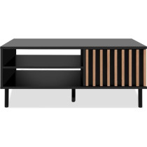 Table basse - MONZA 55A - Noir / Chene artisan - 1 porte, 2 niches - 1