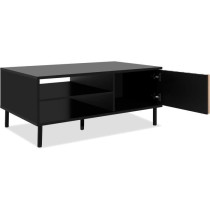 Table basse - MONZA 55A - Noir / Chene artisan - 1 porte, 2 niches - 1