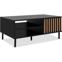 Table basse - MONZA 55A - Noir / Chene artisan - 1 porte, 2 niches - 1