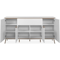 Buffet - ARONA 51B - Blanc / Chene artisan - 4 portes, 1 tiroir - 175