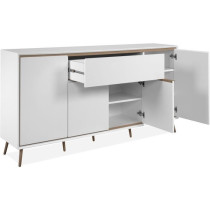 Buffet - ARONA 51B - Blanc / Chene artisan - 4 portes, 1 tiroir - 175