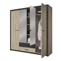 Armoire - Décor Chene Kronberg - 4 portes et 2 tiroirs - Chambre - L