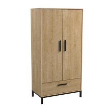 Ensemble lit adulte CRAFT 140x190/200 cm - 2 chevets + armoire - Méla