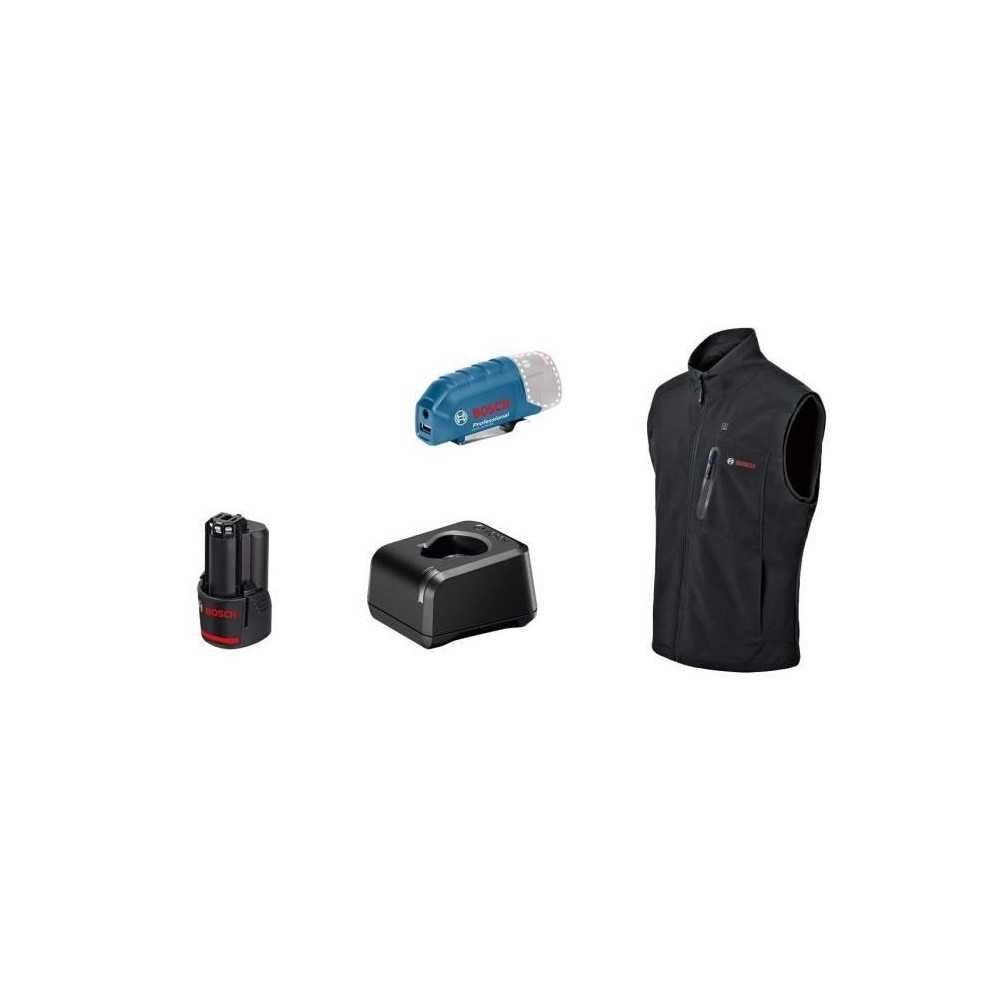 Veste chauffante Bosch Professional GHV 12+18V XA taille L, avec batte