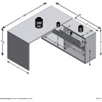 Bureau d'angle avec rangements Diego - Mélaminé chene/blanc brillant