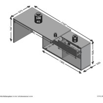 Bureau d'angle avec rangements Diego - Mélaminé chene/blanc brillant