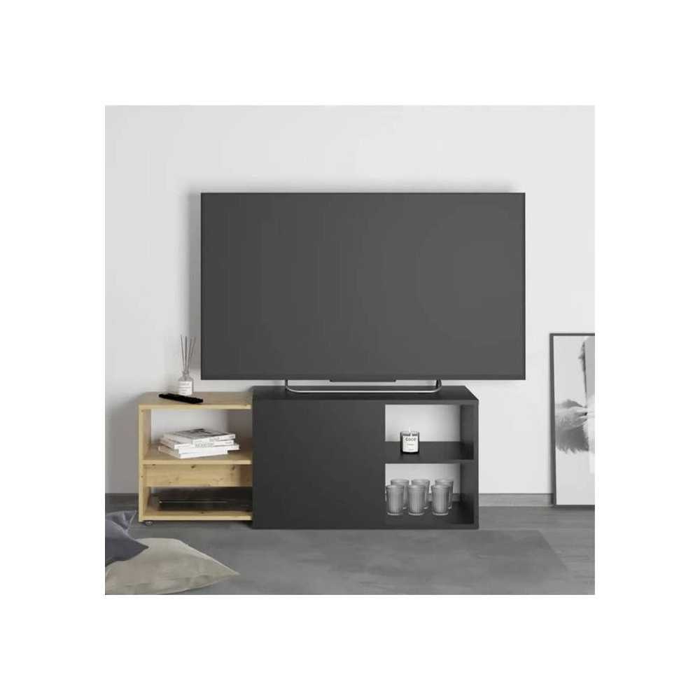 FMD Meuble TV avec 2 compartiments ouverts 133,5x39,9x49,2 cm, unité