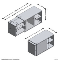 FMD Meuble TV avec 2 compartiments ouverts 133,5x39,9x49,2 cm, unité