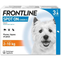 FRONTLINE 3 Pipettes antiparasitaires SPOT ON Chien - 2 a 10 kg - Puce