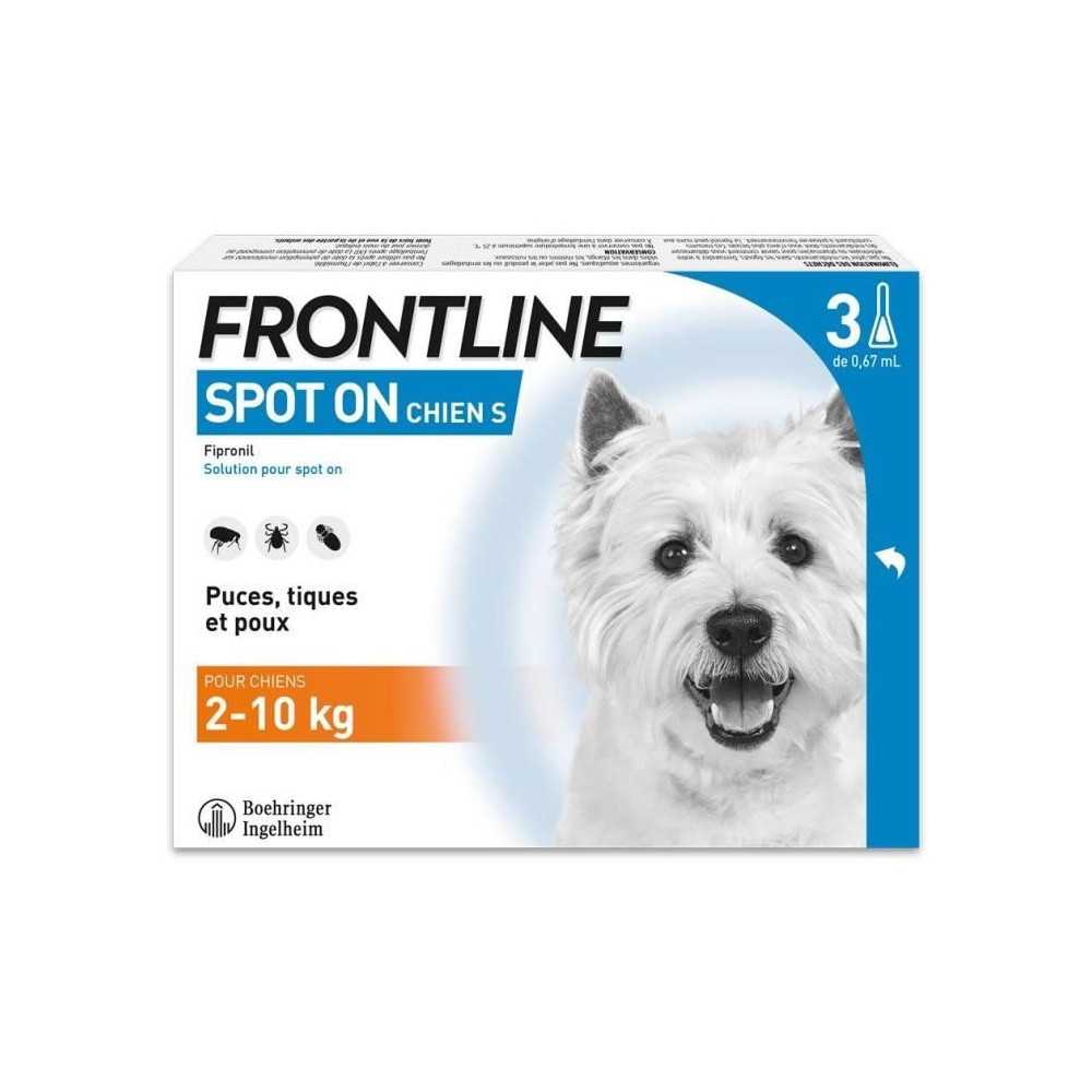 FRONTLINE 3 Pipettes antiparasitaires SPOT ON Chien - 2 a 10 kg - Puce