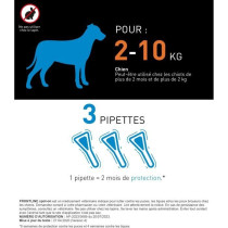 FRONTLINE 3 Pipettes antiparasitaires SPOT ON Chien - 2 a 10 kg - Puce