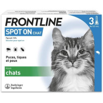 FRONTLINE 3 Pipettes antiparasitaires SPOT ON Chat - Puces, tiques, po