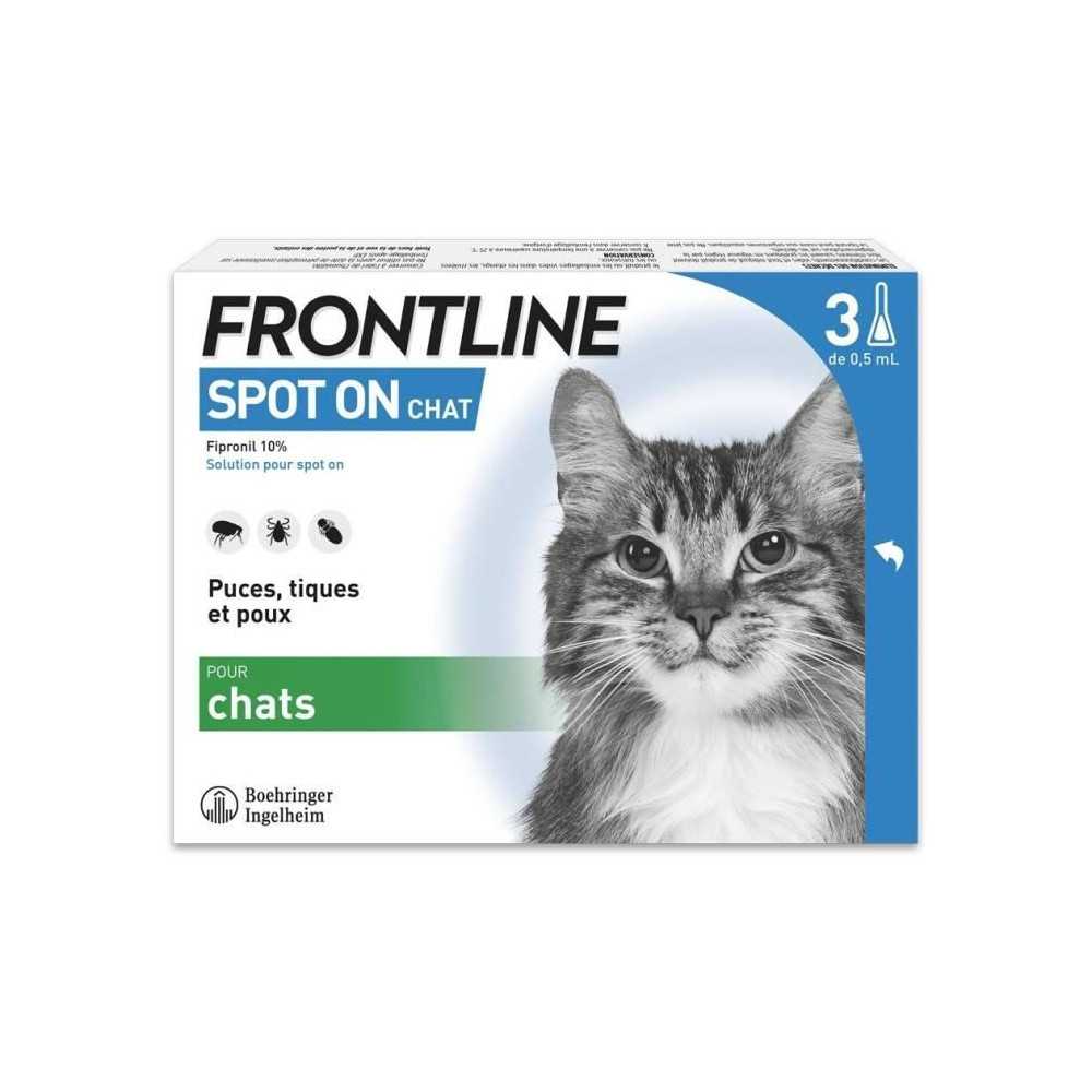 FRONTLINE 3 Pipettes antiparasitaires SPOT ON Chat - Puces, tiques, po