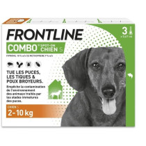 FRONTLINE 3 Pipettes antiparasitaires COMBO Chien - 2 a 10 kg - Puces,