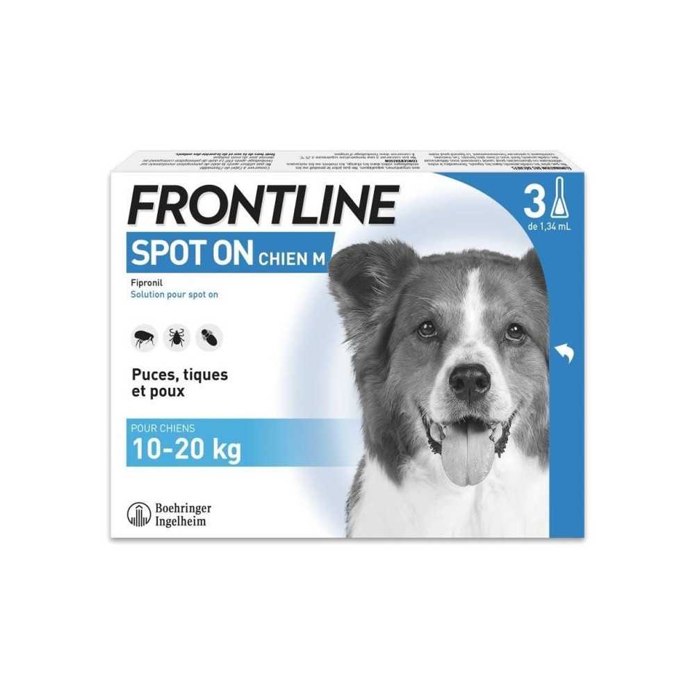 FRONTLINE 3 Pipettes antiparasitaires SPOT ON Chien - 10 a 20 kg - Puc